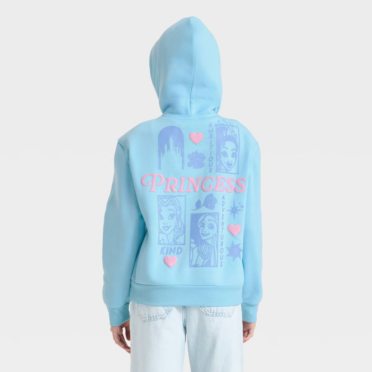 Girls' Disney Princess Belle Tiana Rapunzel Front and Back Graphic Hoodie Pullover Sweatshirt - B... | Target