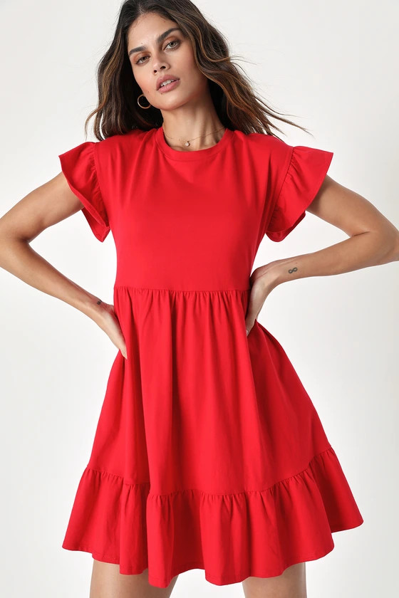 Sweetest Style Red Tiered Babydoll Dress | Lulus (US)