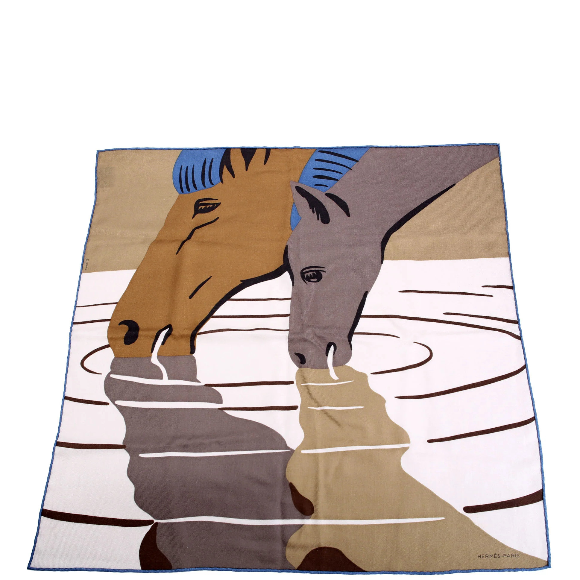 Waterfoal 65 Cashmere Scarf Brown/Multicolor | Keeks Designer Handbags