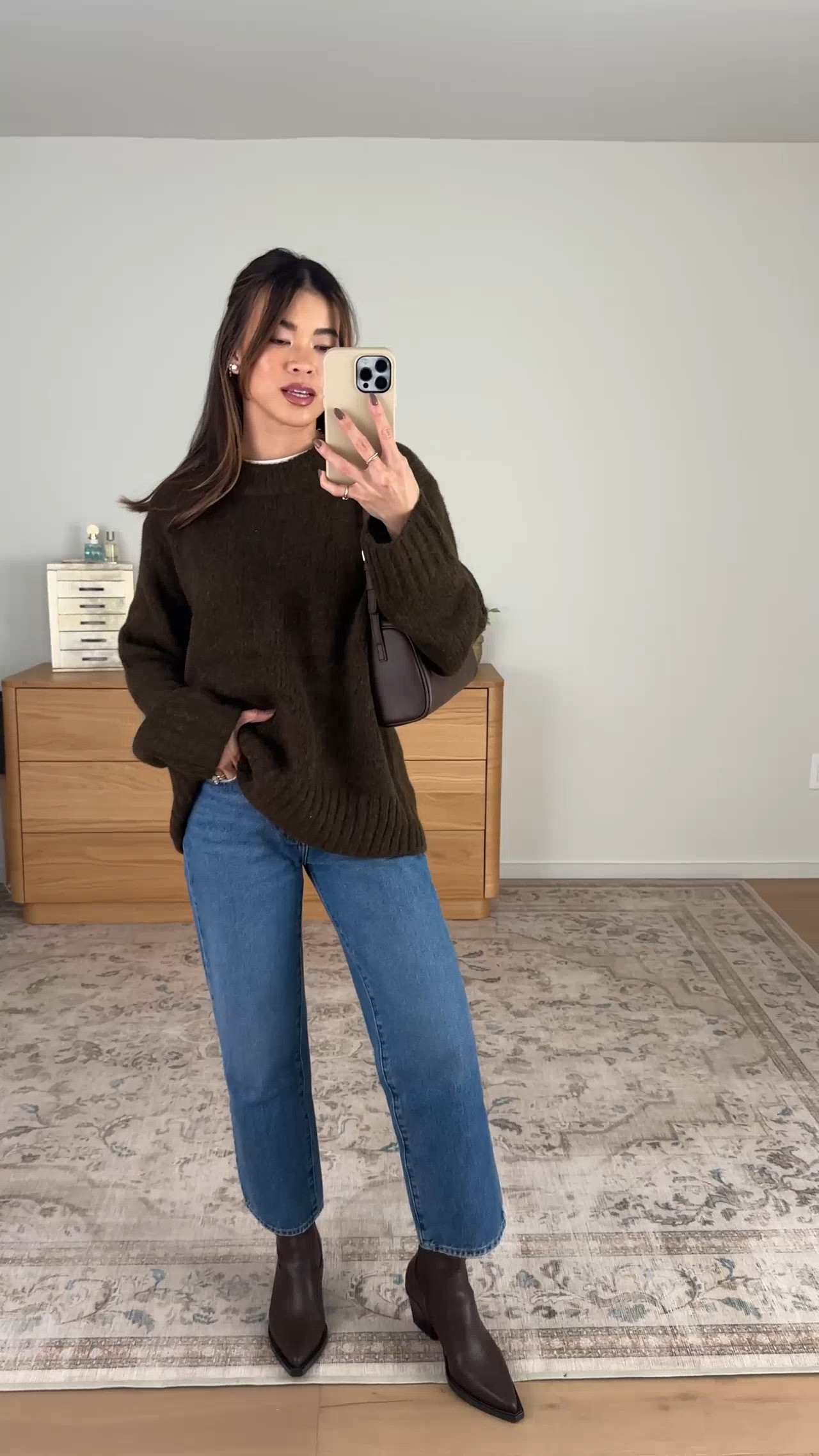 I love how cozy this @Quince sweater is!

Sizing info: 
•Quince Bella Rigid Straight Jeans (Size 24 Short in Horizon Blue) 
•Quince cotton boxy crewneck tee (Size XS in White) 
•Quince Lofty Baby Alpaca Oversized Crew (Size Small in Moss Shadow Green)

petite fashion, get dressed with me, outfit inspiration, ootd, nashville outfit, Nashville influencer, petite style, vacation style, casual outfits, mom style, petite pants, fall outfits, fall outfit info, fall pants, fall outfit idea, fall top, fall sweater, fall shoes, quince, petite jeans, fall boots, ankle boots 

 #LTKootd #LTKSeasonal #LTKPetite