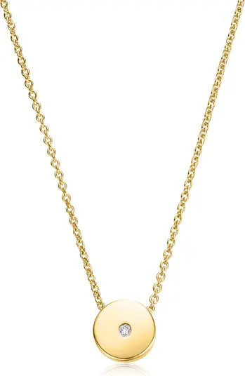 Monica Vinader Linear Solo Diamond Pendant Necklace in Silver/Diamond at Nordstrom | Nordstrom