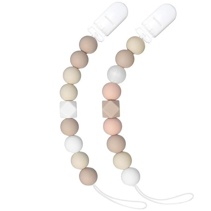 Pacifier Clip Baby Girls Binky Holder Soothie Paci Clip Silicone Bead Teething Relief Teether Toy... | Amazon (US)