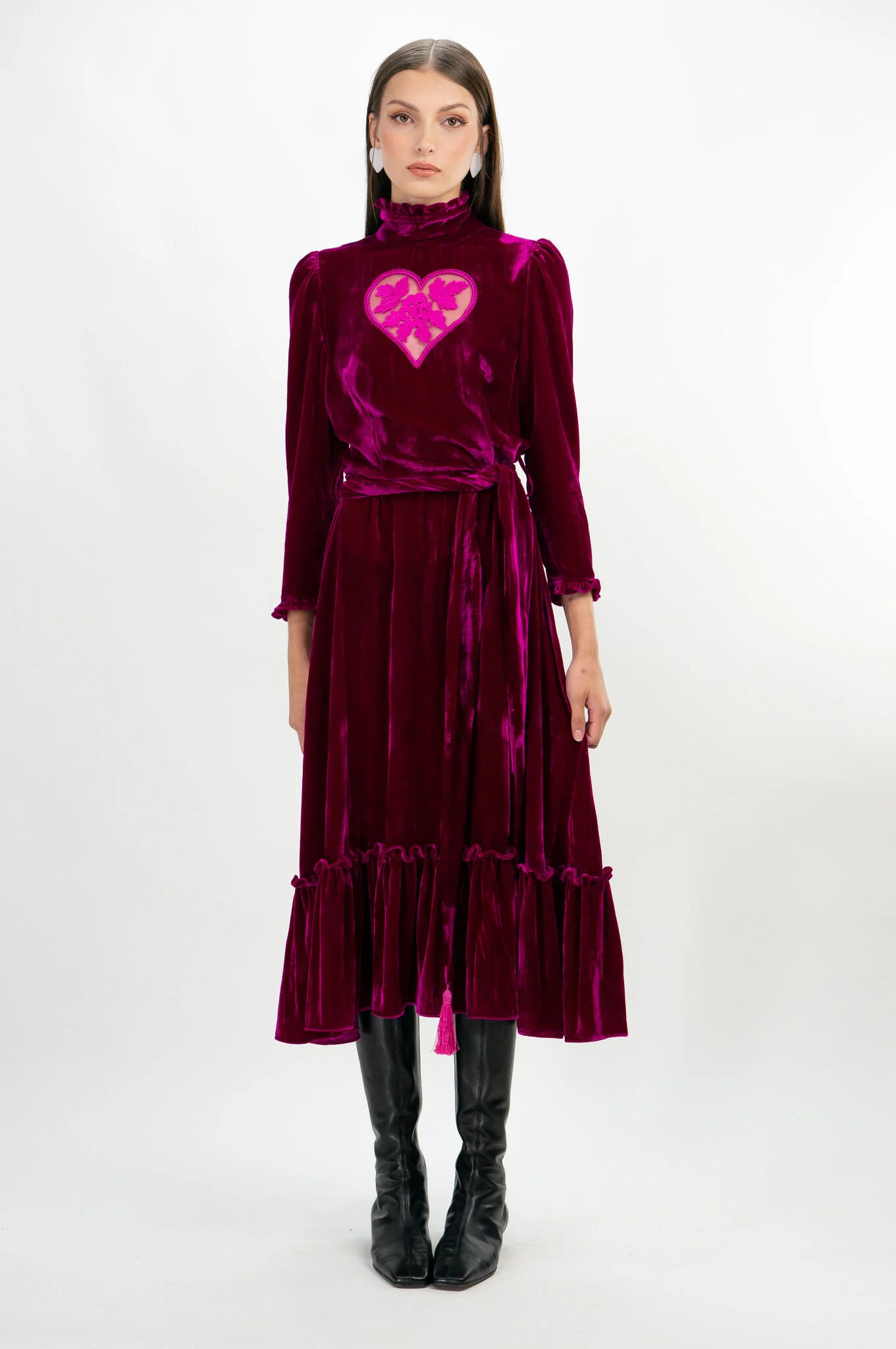 Velvet Sirsna Dress Magenta | Kristinit