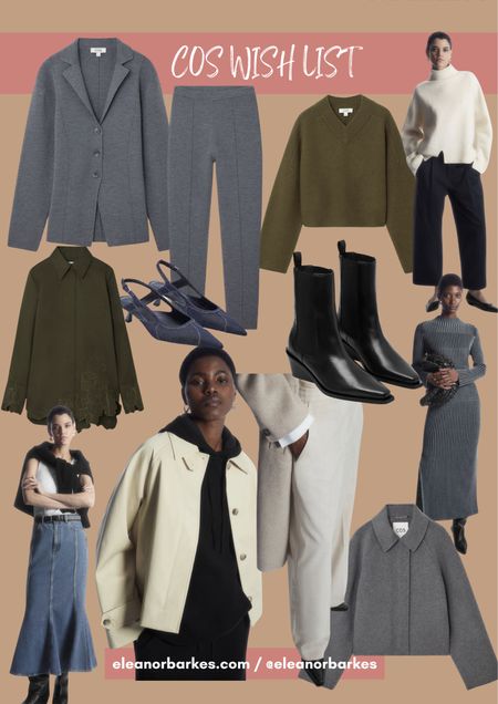 Cos Stores New-in 

knitted blazer, jumper, sweater, oversized shirt, barrel leg trousers, wool trousers, western boots, cowboy boots, cropped jacket, cropped trench coat, denim skirt, mules, pointed shoes knitted dress 

#LTKeurope #LTKSeasonal #LTKover40