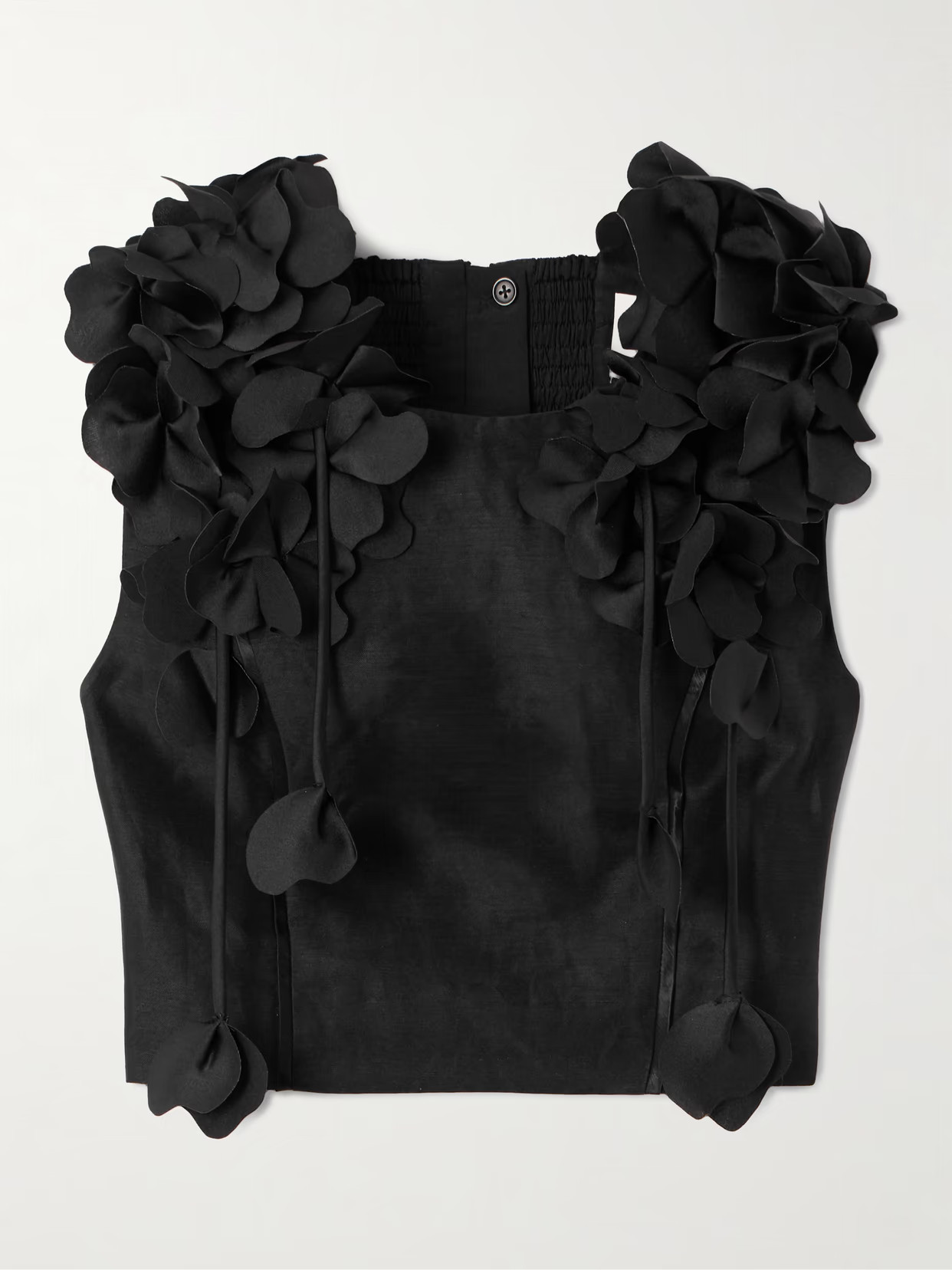 Aje - Camille Cropped Appliquéd Linen-blend Tank - Black | NET-A-PORTER (US)