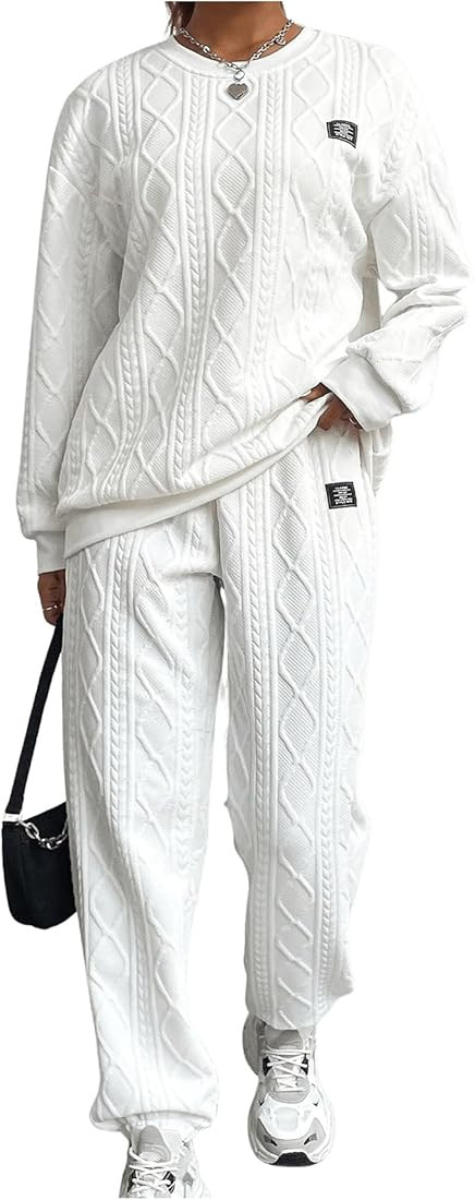 GORGLITTER Women's Sweatsuit 2 Piece Outfit Plain Oversized Crewneck Sweatshirt and Sweatpants Se... | Amazon (US)