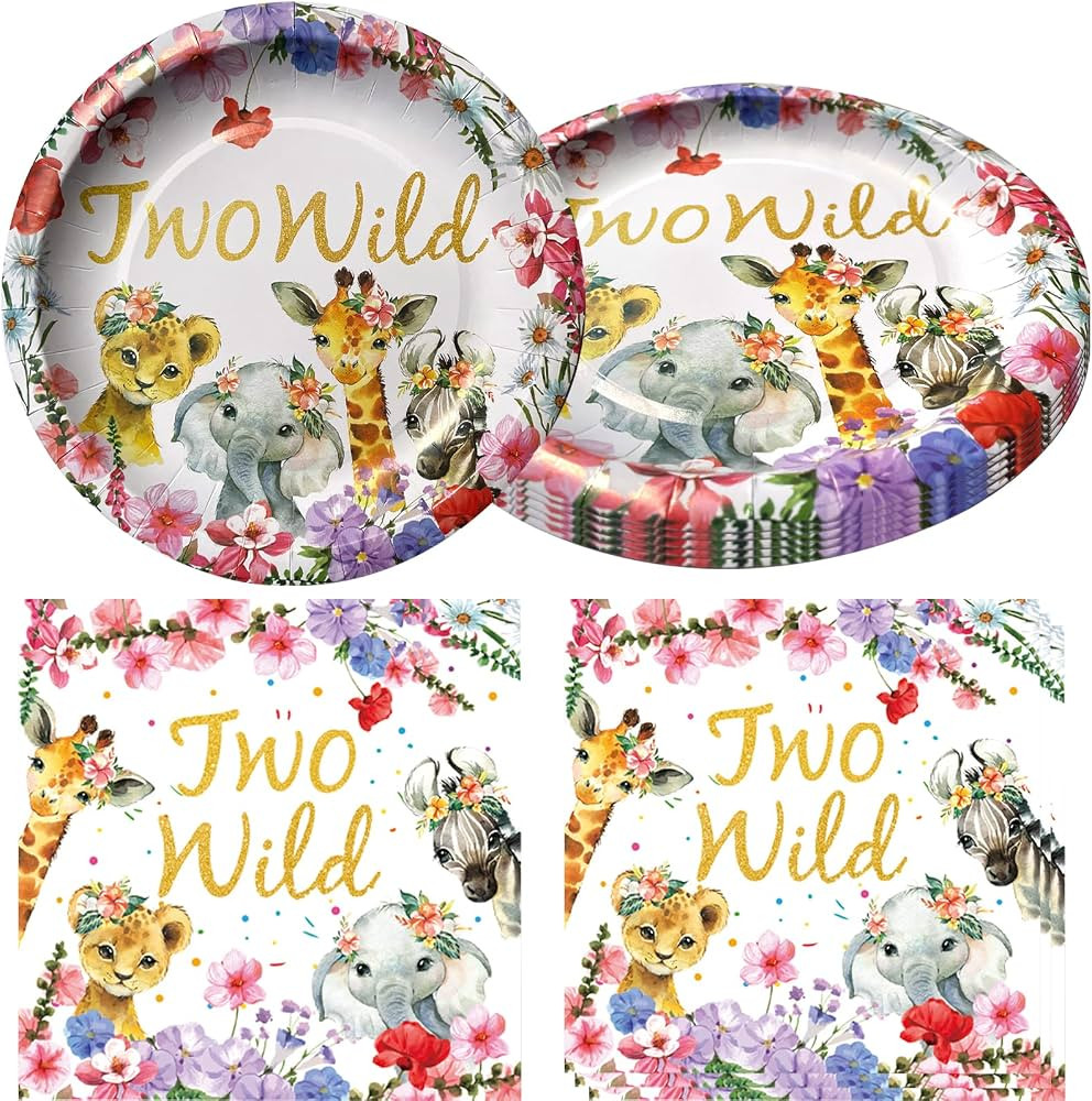 Fenghu Girl Two Wild Birthday Party Supplies Tableware, Two Wild Birthday Dinnerware, 20 Plates a... | Amazon (US)