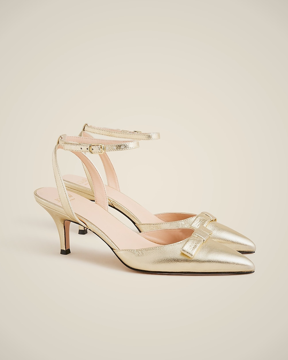 Made-in-Italy Colette bow pumps in metallic crinkle leather | J. Crew US