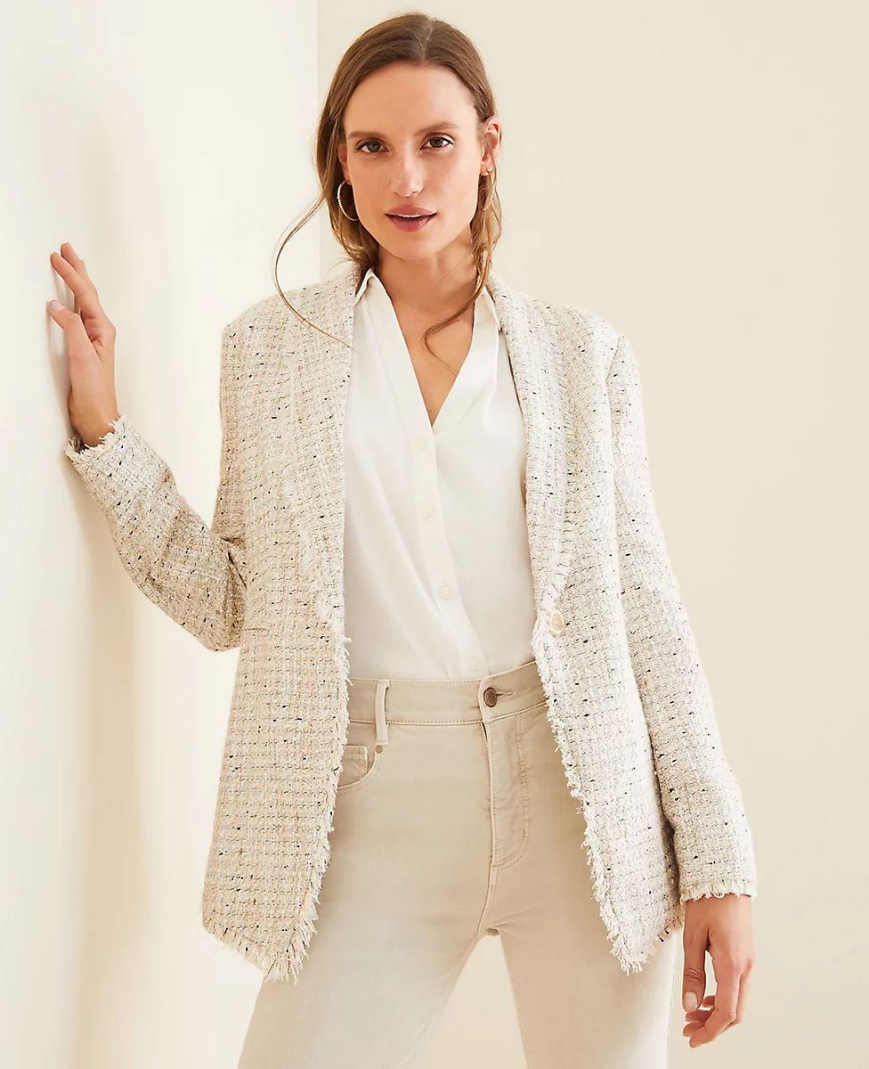 Fringe Tweed Shawl Collar Jacket | Ann Taylor | Ann Taylor (US)