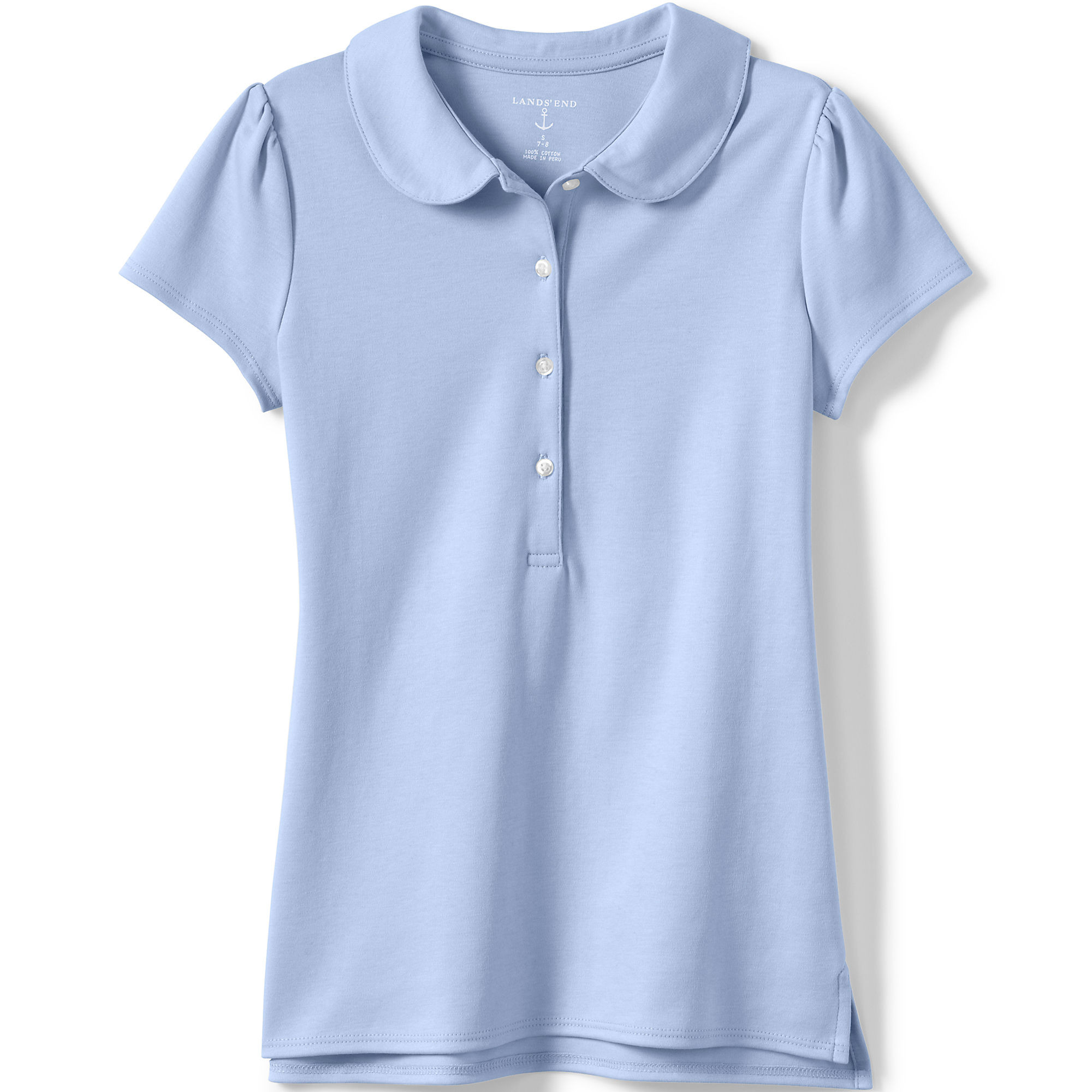 School Uniform Girls Short Sleeve Peter Pan Collar Polo Shirt | Lands' End (US)