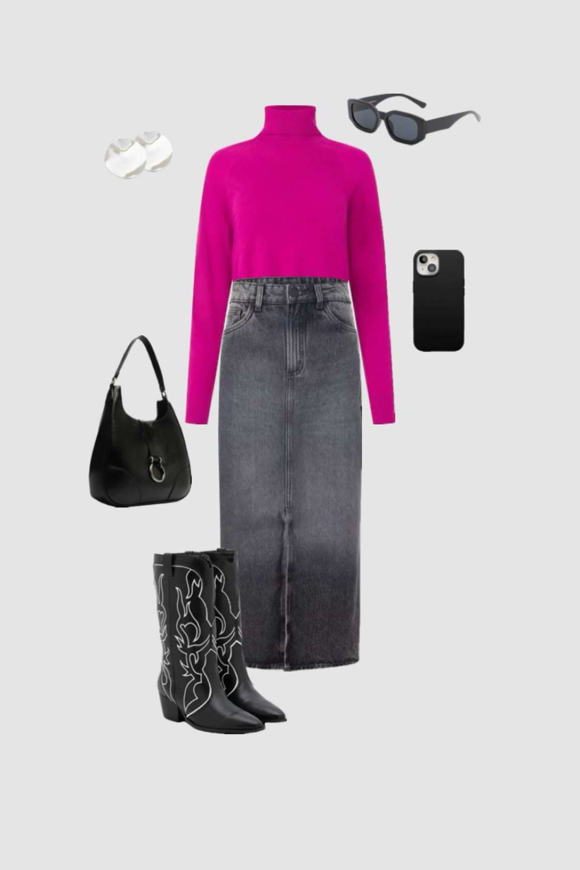 Look de inverno com ponto de cor vibrante e saia midi jeans 

#LTKbrasil #LTKstyletip #LTKworkwear