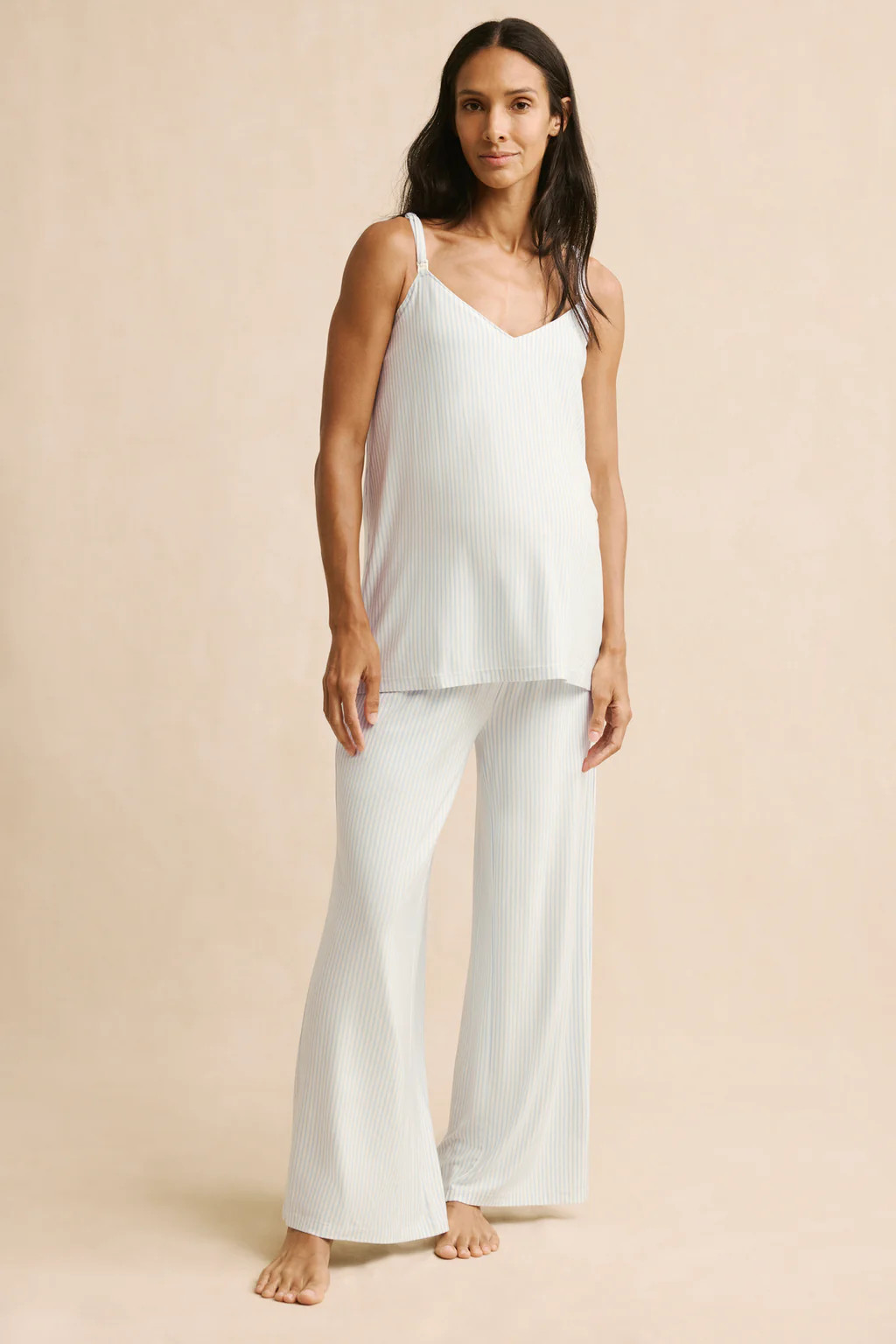 Maternity DreamModal Kimono Three-Piece Set in Fog | Lake Pajamas