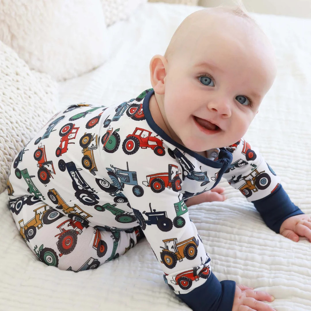 Tiny Tractors Convertible Zip Romper | Caden Lane