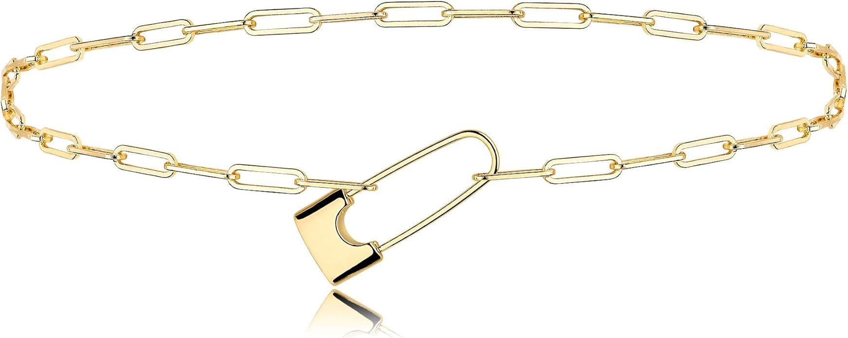 MEVECCO Gold Chain Choker Necklace,14K Gold Plated Dainty Cute Lip Chain Long Necklace Delicate F... | Amazon (US)