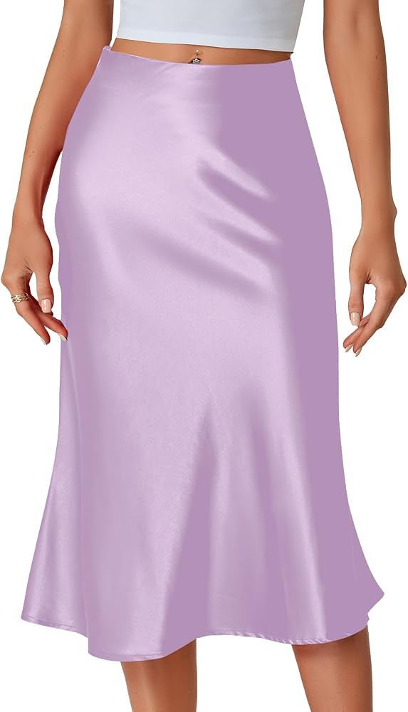 LYANER Women's Satin Silky Midi Skirt | Amazon (US)