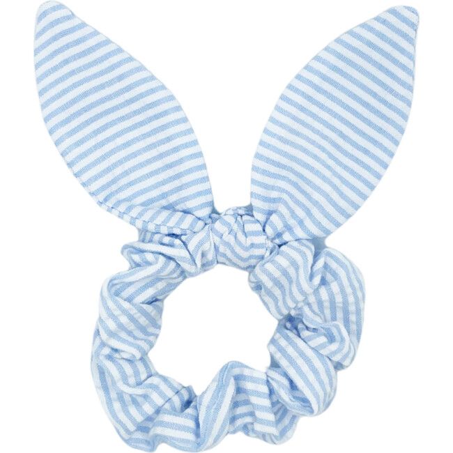 Seersucker Bow Scrunchie, Birdie Blue | Maisonette