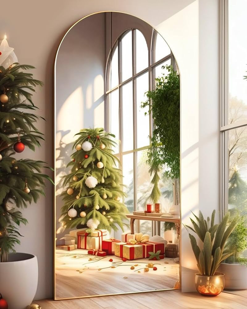 DYNWELL Arched Full Length Mirror, 30"x71", Gold Floor Length Mirror, Body Floor Mirror, Wall Mou... | Amazon (US)