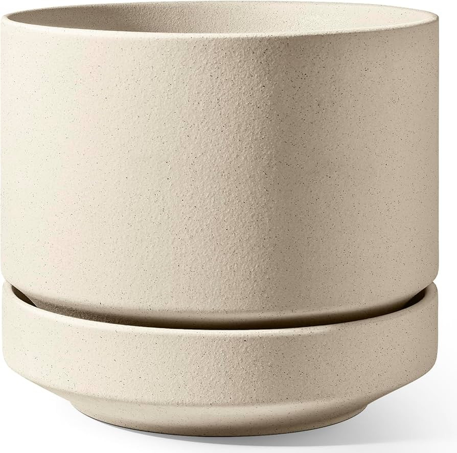 LE TAUCI Large 14 Inch Plant Pot with Saucer | Ceramic Outdoor & Indoor Big Planter Pot | Drainag... | Amazon (US)