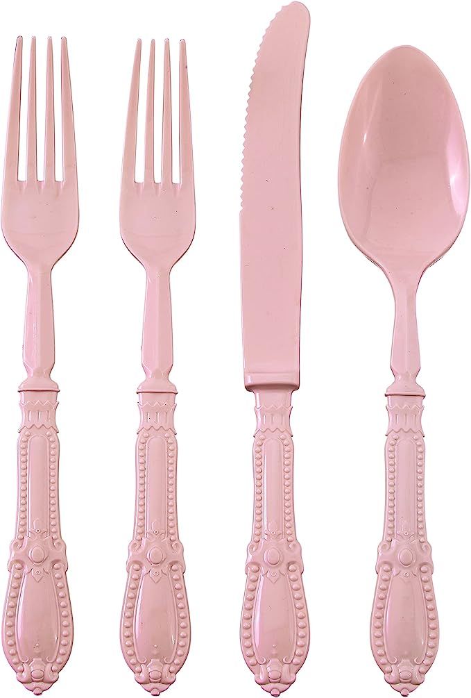 Amazon.com | Silver Spoons 48 Forks, Knives and 24 Spoons VINTAGE COLLECTION DISPOSABLE FLATWARE ... | Amazon (US)