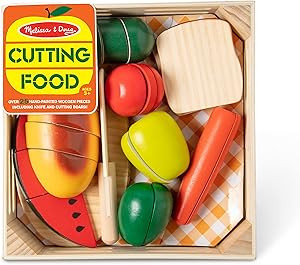 Amazon.com: Melissa & Doug Cutting Food - Play Food Set With 25+ Hand-Painted Wooden Pieces, Knif... | Amazon (US)