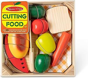 Melissa & Doug Cutting Food - Play Food Set With 25+ Hand-Painted Wooden Pieces, Knife, and Cutti... | Amazon (US)