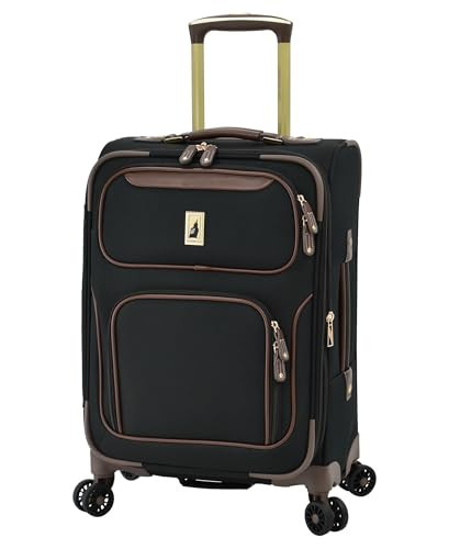 London Fog Nottingham 20 Inch Expandable Spinner Carry on Softside Suitcase, Black Chestnut | Amazon (US)