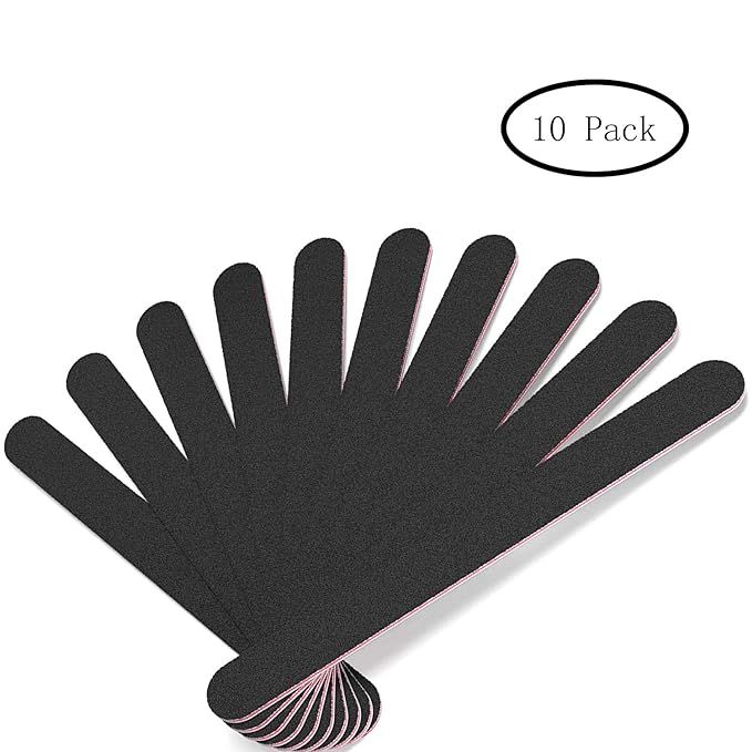 Nail File 10 PCS Professional Double Sided 100/180 Grit Nail Files Emery Board Black Manicure Ped... | Amazon (US)