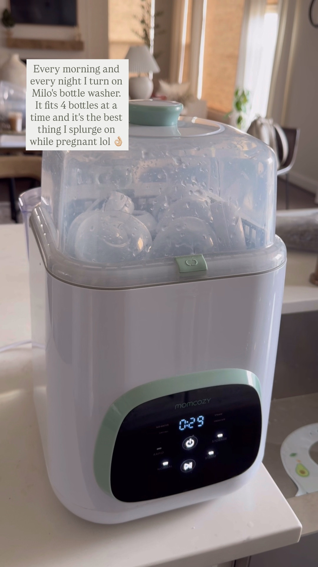 A must have if your baby!! I turn on mine in the morning and in the afternoons after daycare. It has multiple different cycles and can wash, sterilize and dry. I have been using it for the past 7 months and it has saved me from manually cleaning/sterilizing them or having to turn my big dishwasher more than once a day. 👌🏼

#LTKBump #LTKKids #LTKBaby