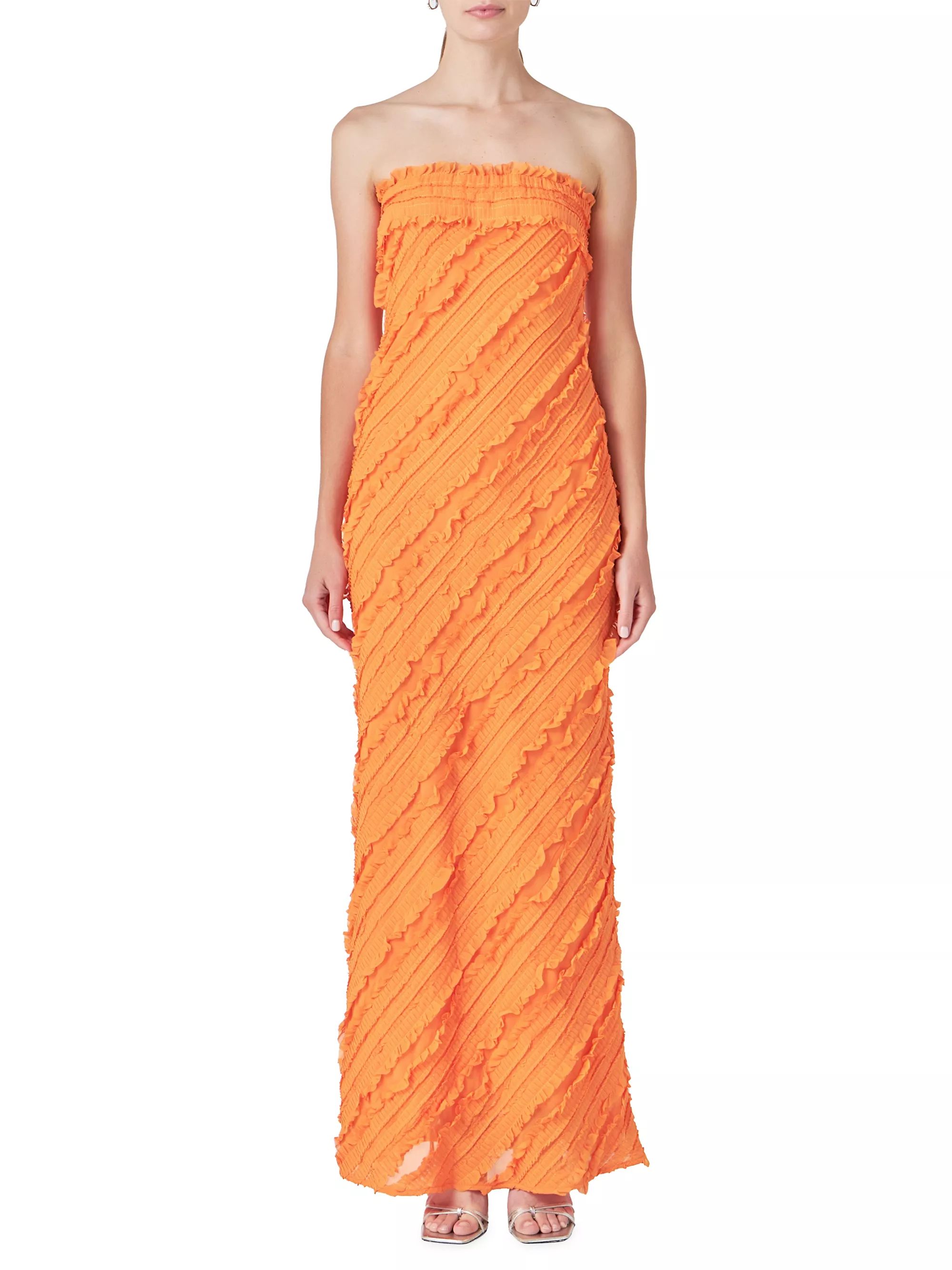 Strapless Ruffled Maxi Dress | Saks Fifth Avenue