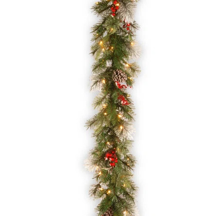 Sand & Stable 9' Berry Pre-Lit Garland with 70 Clear/White Lights | Birch Lane | Wayfair North America