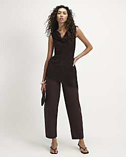 Brown Mid Rise Barrel Leg Jeans | River Island UK & IE