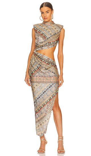 Bronx and Banco Paisley Cutout Midi Dress in Brown. - size XS (also in S) | Revolve Clothing (Global)