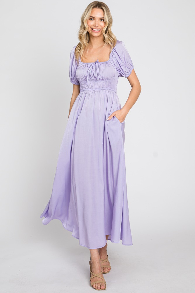 Lavender Puff Sleeve Maxi Dress | PinkBlush Maternity