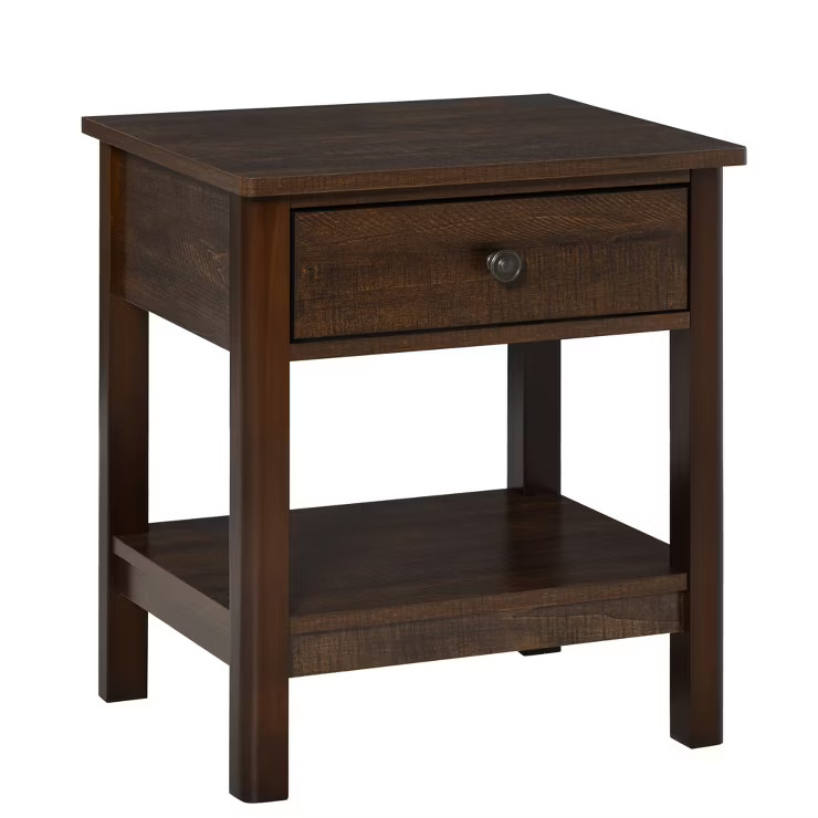 HOMCOM End Table with Drawer, Side Table with Top and Bottom Shelf for Small Spaces, Dark Brown | Target