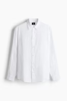 Regular Fit Linen-blend Shirt - Dark taupe - Men | H&M US | H&M (US + CA)