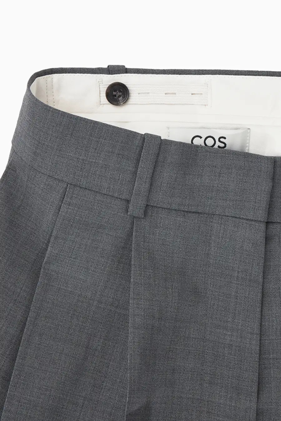 WIDE-LEG TAILORED WOOL TROUSERS - GREY MÉLANGE - COS | COS UK