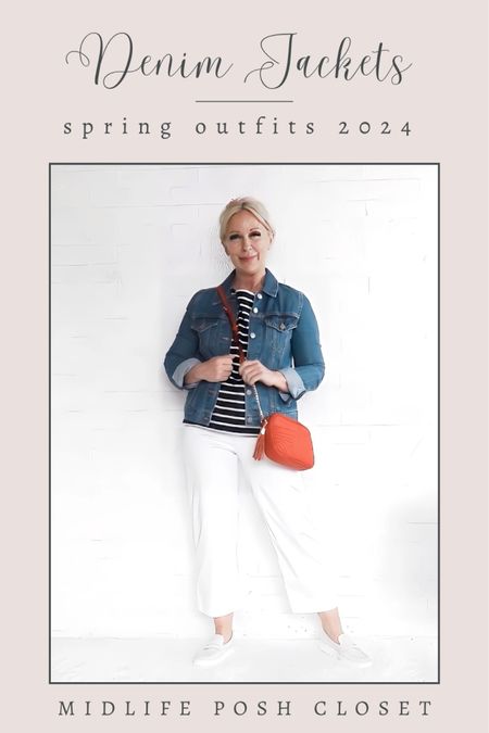 Denim Jacket Outfit / Spring Outfit / Coastal Casual / Coastal Grandmother (I am using the stitch gun to secure the sleeves in place - see my YouTube video!)

#LTKSeasonal #LTKshoecrush #LTKover40