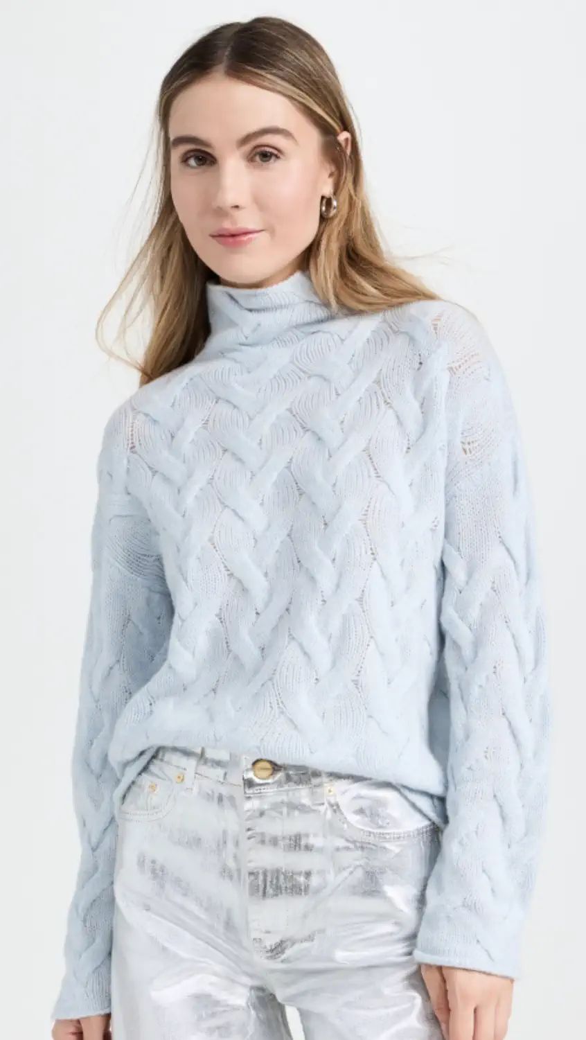 Wool Cashmere Sculptural Cable Turtleneck Sweater | Shopbop