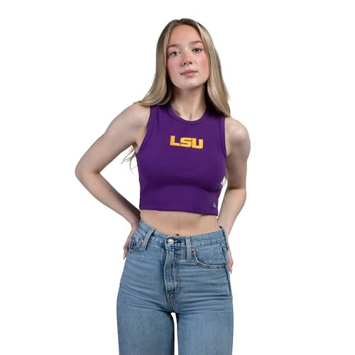 Hype & Vice Cut-Off Tank for Women (Small) - Louisiana State University Top for Women, Cropped Fit Tank, College Shirts for Game Days - Purple | Amazon (US)