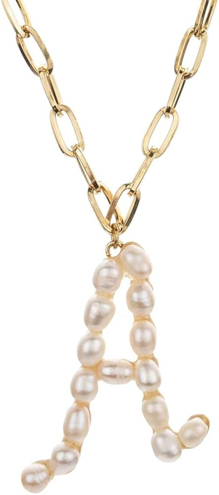 Amazon.com: ZLYSF Initial Necklace for Women Girls Large Big Letter Necklace - Paperclip Chain Al... | Amazon (US)