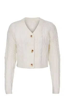 Ivory Mix Cable Cardigan | Rent the Runway