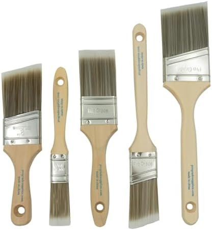 Pro Grade, Paint Brushes, 5-Piece, Paint Brush Set: Flat & Angle Brushes for Latex and Oil Paints... | Amazon (US)
