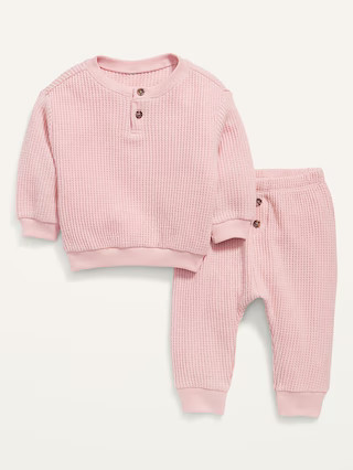 Unisex Thermal-Knit Henley Top and Jogger Pants Set for Baby | Old Navy (US)