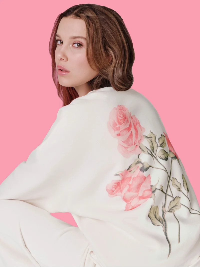 Mills by Millie Bobby Brown Women's Crew Neck Fleeced Terry Sweatshirt, Sizes XXS-XXL | Walmart (US)