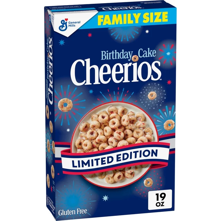 Birthday Cake Cheerios Breakfast Cereal, Gluten Free, Family Size, 19 oz | Walmart (US)