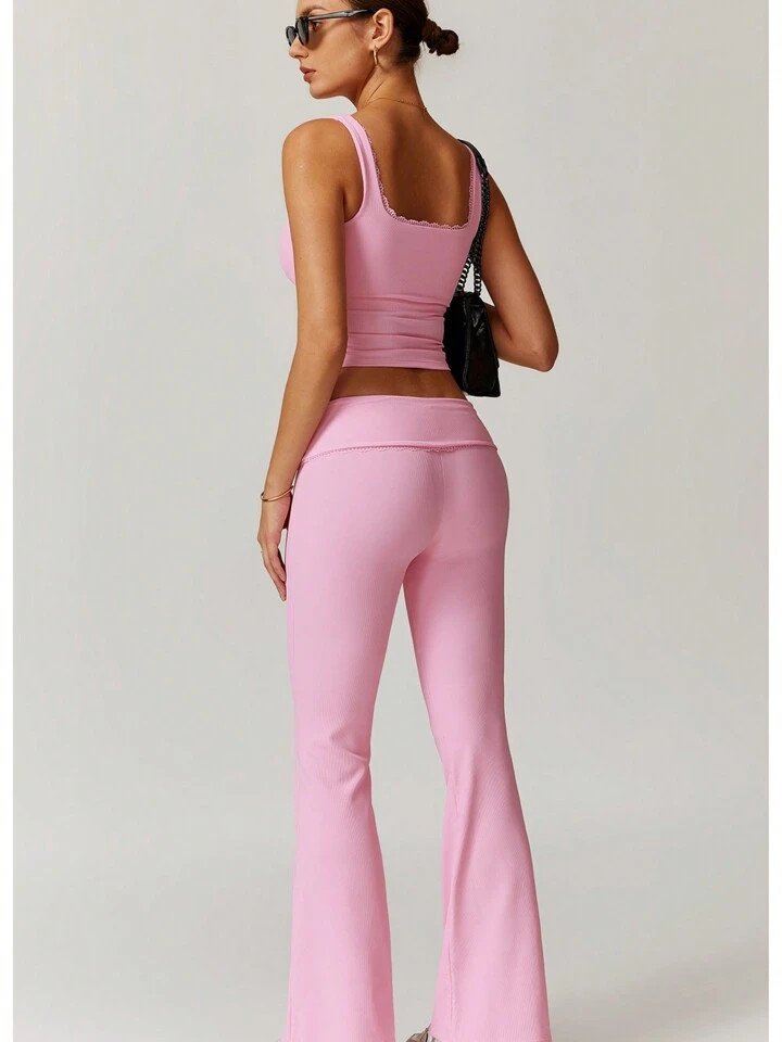 anna-kaci Women's Square Neck Ribbed Crop Tank Top With Wide Straps | SHEIN