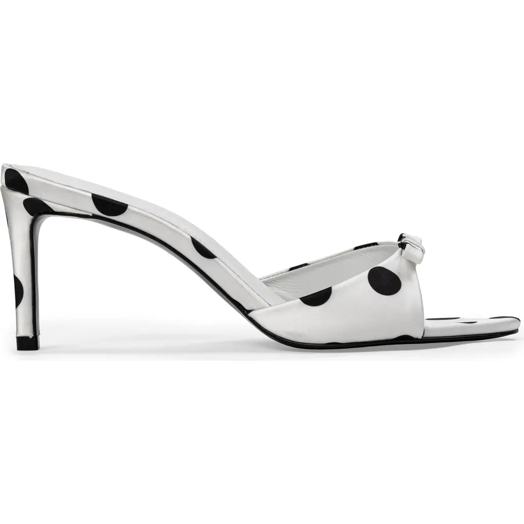 BLACK SUEDE STUDIO Albie 65 Mule in White Polka Dot Satin at Nordstrom, Size 40 Eu | Nordstrom