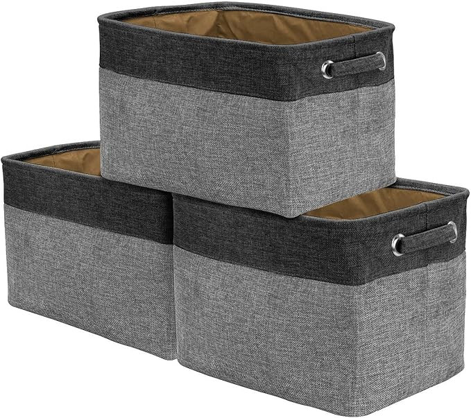 Sorbus Storage Large Basket Set [3-Pack] - 15 L x 11 W x 9 H, Big Rectangular Fabric Collapsible ... | Amazon (US)