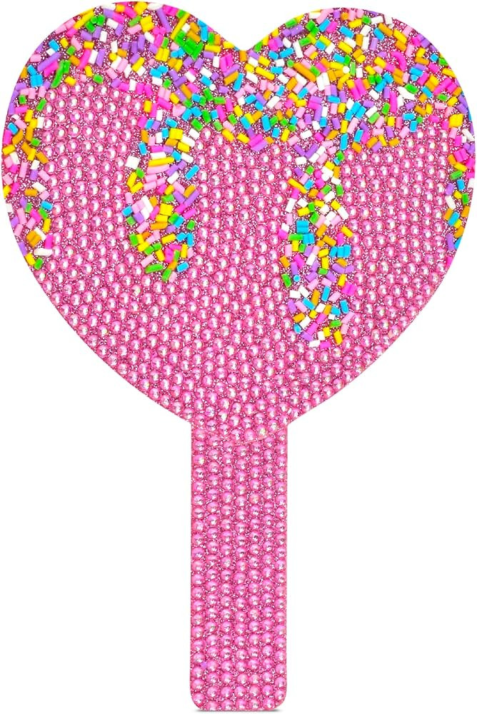 iscream Sprinkle Sparkle Handheld Heart Shaped Gem and Sprinkle Encrusted 8" Mirror | Amazon (US)