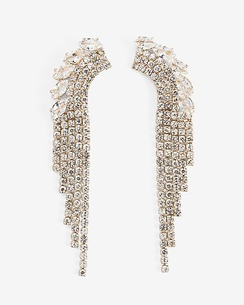 Curved Rhinestone Drop Earrings | Express